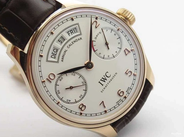 MIROTIME 0817 Portuguese Real PR Real Annual Calendar RG IW503504 YLF 1:1 Best Edition White Dial On Leather Strap A TimelessDesign 7242